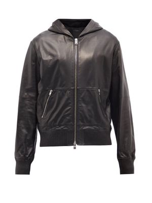 Amiri - Hooded Leather Jacket - Mens - Black