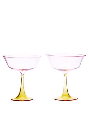 Campbell-rey - X Laguna B Set Of Two Cosimo Coupe Glasses - Pink Multi