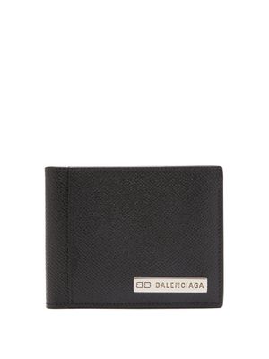 Balenciaga - Bb-plaque Grained-leather Bifold Wallet - Mens - Black