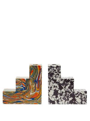 Tom Dixon - Set Of Two Swirl Stepped Bookends - Multi