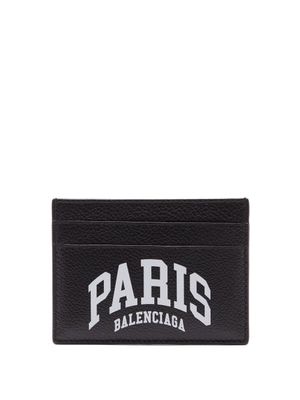 Balenciaga - Cash Reflective-logo Leather Cardholder - Mens - Black
