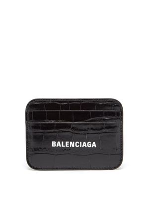 Balenciaga - Cash Logo-print Croc-effect Leather Cardholder - Womens - Black