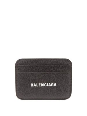 Balenciaga - Logo-print Leather Cardholder - Womens - Black White