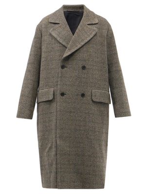 Raey - Oversized Double-breasted Checked Wool Coat - Mens - Beige Multi