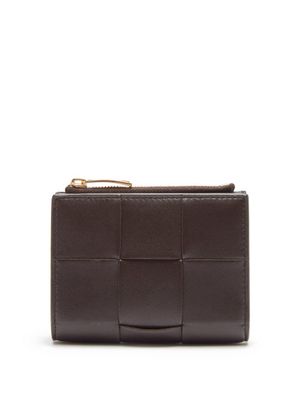 Bottega Veneta - Cassette Intrecciato-leather Wallet - Womens - Dark Brown