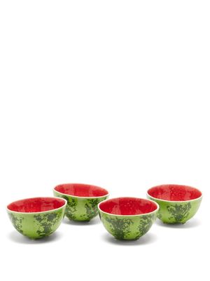 Bordallo Pinheiro - Set Of Four Watermelon Earthenware Bowls - Green Multi
