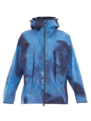3 Moncler Grenoble - Tie-dye Effect Technical Shell Hooded Jacket - Mens - Blue
