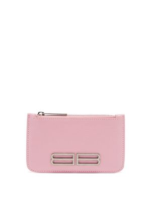 Balenciaga - Gossip Bb Grained-leather Cardholder - Womens - Light Pink