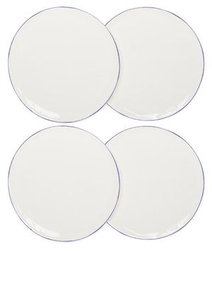 Feldspar - Set Of Four Painted-rim Fine China Dinner Plates - Blue White