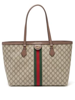 Gucci - Ophidia Web-stripe Gg Supreme Canvas Tote Bag - Womens - Grey Multi