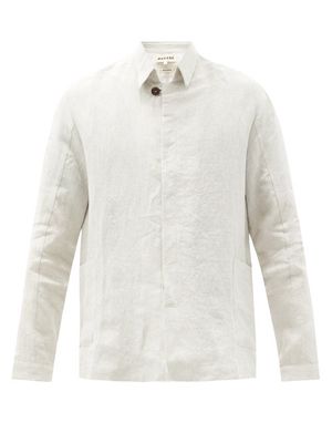 Marané - Single-breasted Linen Jacket - Mens - Beige