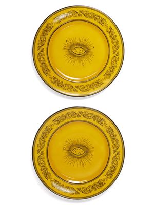 Gucci - Set Of Two Star Eye Porcelain Placeholder Plates - Yellow