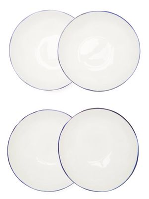 Feldspar - Set Of Four Painted-rim Fine China Cereal Bowls - Blue White