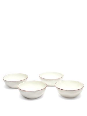 Feldspar - Set Of Four Painted-rim Fine China Ice Cream Bowls - Red White