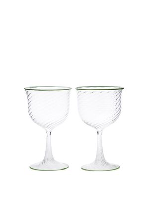 Campbell-rey - X Laguna B Set Of Two Cosima Wine Glasses - Green Multi