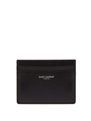 Saint Laurent - Logo-print Leather Cardholder - Mens - Black