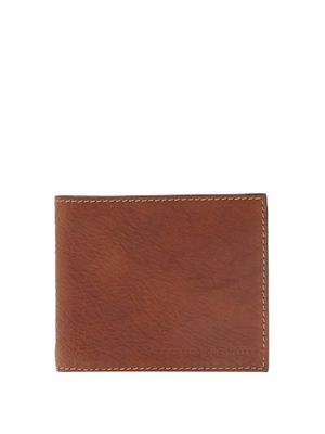 Brunello Cucinelli - Logo-debossed Grained-leather Bi-fold Wallet - Mens - Brown