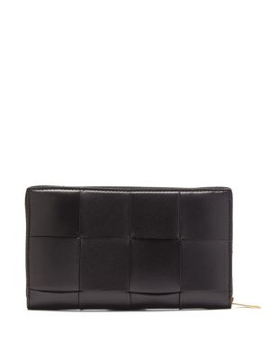 Bottega Veneta - Cassette Zip-around Leather Wallet - Womens - Black