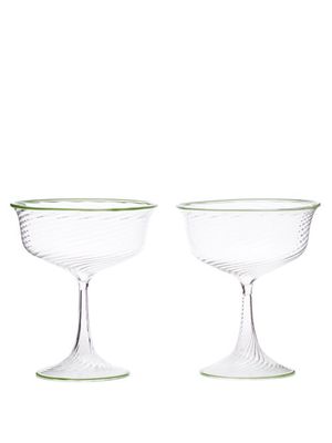 Campbell-rey - X Laguna B Set Of Two Cosima Coupes - Green Multi
