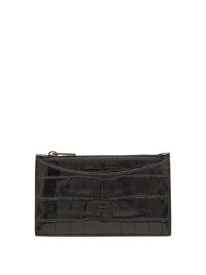 Balenciaga - Hourglass Crocodile-effect Leather Cardholder - Womens - Black