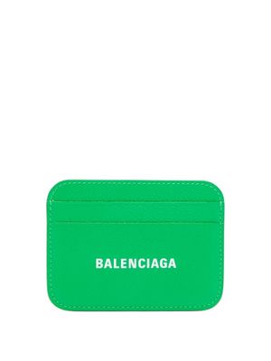 Balenciaga - Cash Logo-print Leather Cardholder - Womens - Green