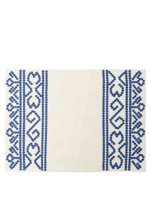 Cabana Magazine - Goya Hand-embroidered Linen Placemat - Womens - Blue