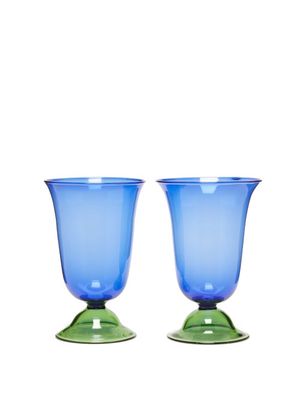 Campbell-rey - X Laguna B Set Of Two Cosimo Highball Glasses - Blue Multi