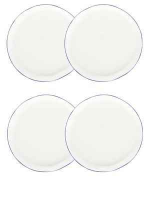 Feldspar - Set Of Four Painted-rim Fine China Cake Plates - Blue White