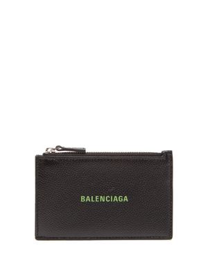 Balenciaga - Logo-print Zipped Grained-leather Cardholder - Mens - Black Multi
