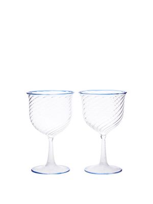 Campbell-rey - X Laguna B Set Of Two Cosima Wine Glasses - Blue Multi