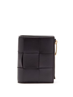 Bottega Veneta - Cassette Intrecciato-leather Bi-fold Wallet - Womens - Black