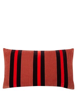 Christina Lundsteen - Mimi Stripe-panelled Cotton-velvet Cushion - Red Multi