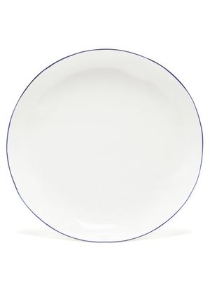 Feldspar - Painted-rim Fine China Salad Bowl - White/blue