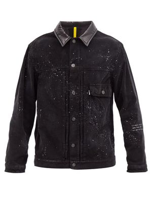 7 Moncler Frgmt Hiroshi Fujiwara - Sal Logo-print Painted Cotton-corduroy Jacket - Mens - Black