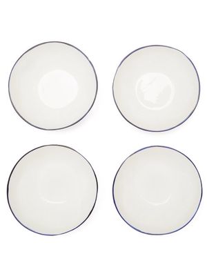 Feldspar - Set Of Four Painted-rim Fine China Ice Cream Bowls - Blue White