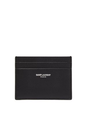 Saint Laurent - Logo-print Grained-leather Cardholder - Mens - Black