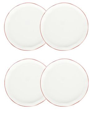 Feldspar - Set Of Four Painted-rim Fine China Side Plates - Red White