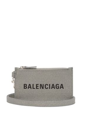 Balenciaga - Gossip Logo-print Glittered Rubber Cardholder - Womens - Silver