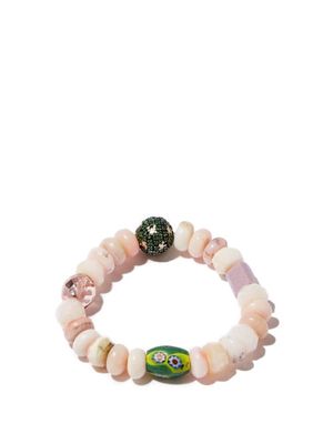 Musa By Bobbie - Diamond, Emerald & Opal Beaded Bracelet - Womens - Pink