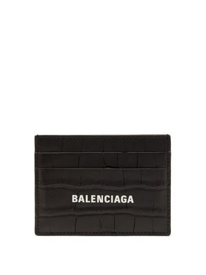 Balenciaga - Logo-print Croc-embossed Leather Cardholder - Mens - Black