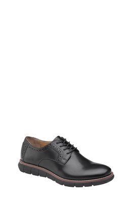 Johnston & Murphy Kids' Holden Plain Toe Derby in Black Full Grain/Black Sole