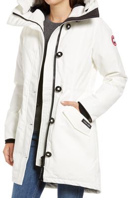 Canada Goose Rossclair Water Resistant 625 Fill Power Down Parka in North Star White