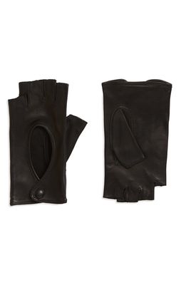 Seymoure Fingerless Leather Gloves in Black