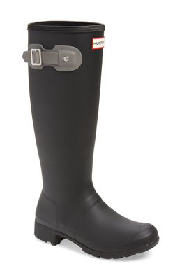 Hunter 'Tour' Packable Rain Boot in Black/Mere Rubber