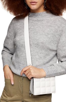 Topshop Chevron Crop Sweater in Grey Marl