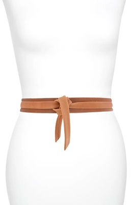 Ada Skinny Leather Wrap Belt in Tan