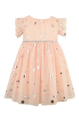 Popatu Foil Star Fit & Flare Tulle Dress in Peach