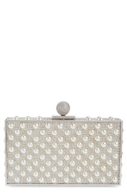 SOPHIA WEBSTER Clara Crystal Box Clutch in Silver And Pearl