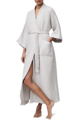 The White Company Long Lightweight Waffle Robe in Pale Grey