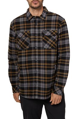 O'Neill Dunmore Plaid Flannel Button-Up Shirt Jacket in Black